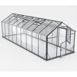 Serre De Jardin Hybrid 14,3m² Anthracite En Verre Trempé Et Polycarbonate Sanus L15 - Gampre