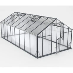 Serre De Jardin Hybrid 16,53m² Anthracite En Verre Trempé Et Polycarbonate Sanus UP! XL16 – Gampre