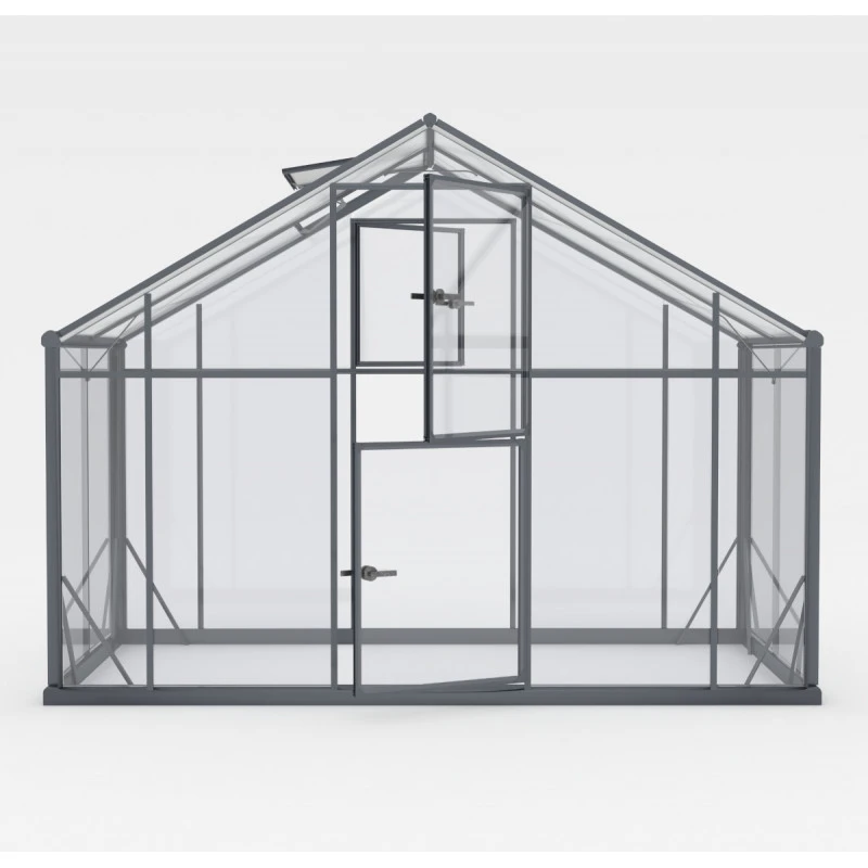 Serre De Jardin Hybrid 16,53m² Anthracite En Verre Trempé Et Polycarbonate Sanus XL16 – Gampre 5 Serre De Jardin Hybrid 16,53m² Anthracite En Verre Trempé Et Polycarbonate Sanus XL16 – Gampre – Image 3