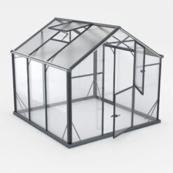 Serre De Jardin Hybrid 4,84m² Anthracite En Verre Trempé Et Polycarbonate Sanus UP! L5 - Gampre