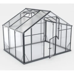 Serre De Jardin Hybrid 6,38m² Anthracite En Verre Trempé Et Polycarbonate Sanus XL7 – Gampre