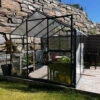 Serre De Jardin Hybrid 6,5m² Anthracite En Verre Trempé Et Polycarbonate Sanus UP! L7 - Gampre -Jardin Serre Boutique serre de jardin hybrid 65m anthracite en verre trempe et polycarbonate sanus up l7 gampre