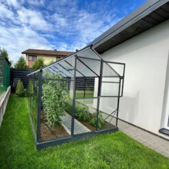 Serre De Jardin Hybrid 7,92m² Anthracite En Verre Trempé Et Polycarbonate Sanus L8 - Gampre -Jardin Serre Boutique serre de jardin hybrid 792m anthracite en verre trempe et polycarbonate sanus l8 gampre 5