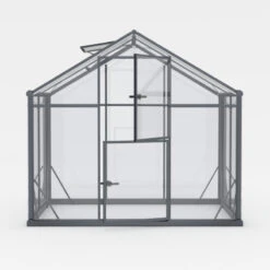 Serre De Jardin Hybrid 7,92m² Anthracite En Verre Trempé Et Polycarbonate Sanus UP! L8 - Gampre -Jardin Serre Boutique serre de jardin hybrid 792m en verre trempe et polycarbonate sanus up l8 gampre 2