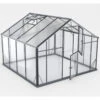 Serre De Jardin Hybrid 8,41m² Anthracite En Verre Trempé Et Polycarbonate Sanus UP! XL9 – Gampre -Jardin Serre Boutique serre de jardin hybrid 841m anthracite en verre trempe et polycarbonate sanus up xl9 gampre