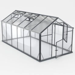 Serre De Jardin Hybrid 9,8m² Anthracite En Verre Trempé Et Polycarbonate Sanus UP! L10 - Gampre -Jardin Serre Boutique serre de jardin hybrid 98m anthracite en verre trempe et polycarbonate sanus up l10 gampre 2