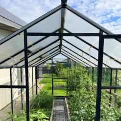 Serre De Jardin Hybrid 9,8m² Anthracite En Verre Trempé Et Polycarbonate Sanus UP! L10 - Gampre -Jardin Serre Boutique serre de jardin hybrid 98m anthracite en verre trempe et polycarbonate sanus up l10 gampre 5