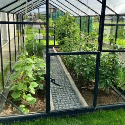 Serre De Jardin Hybrid 9,8m² Anthracite En Verre Trempé Et Polycarbonate Sanus UP! L10 - Gampre -Jardin Serre Boutique serre de jardin hybrid 98m anthracite en verre trempe et polycarbonate sanus up l10 gampre 6