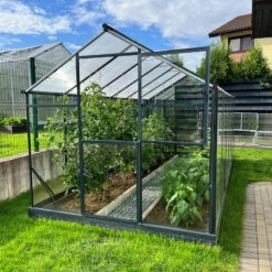 Serre De Jardin Hybrid 9,8m² Anthracite En Verre Trempé Et Polycarbonate Sanus UP! L10 - Gampre -Jardin Serre Boutique serre de jardin hybrid 98m anthracite en verre trempe et polycarbonate sanus up l10 gampre 8