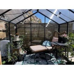 Serre De Jardin Hybrid 9,8m² En Anthracite Verre Trempé Et Polycarbonate Sanus L10 - Gampre -Jardin Serre Boutique serre de jardin hybrid 98m en anthracite verre trempe et polycarbonate sanus l10 gampre 11