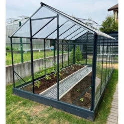Serre De Jardin Hybrid 9,8m² En Anthracite Verre Trempé Et Polycarbonate Sanus L10 - Gampre -Jardin Serre Boutique serre de jardin hybrid 98m en anthracite verre trempe et polycarbonate sanus l10 gampre 12
