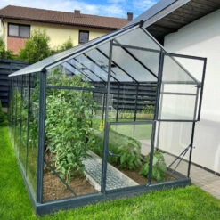 Serre De Jardin Hybrid 9,8m² En Anthracite Verre Trempé Et Polycarbonate Sanus L10 - Gampre -Jardin Serre Boutique serre de jardin hybrid 98m en anthracite verre trempe et polycarbonate sanus l10 gampre 6