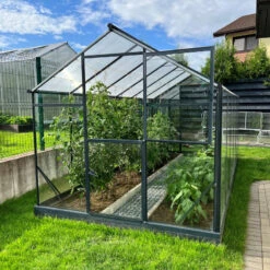 Serre De Jardin Hybrid 9,8m² En Anthracite Verre Trempé Et Polycarbonate Sanus L10 - Gampre -Jardin Serre Boutique serre de jardin hybrid 98m en anthracite verre trempe et polycarbonate sanus l10 gampre 7