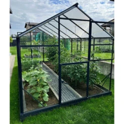 Serre De Jardin Hybrid 9,8m² En Anthracite Verre Trempé Et Polycarbonate Sanus L10 - Gampre -Jardin Serre Boutique serre de jardin hybrid 98m en anthracite verre trempe et polycarbonate sanus l10 gampre 8