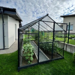 Serre De Jardin Hybrid 9,8m² En Anthracite Verre Trempé Et Polycarbonate Sanus L10 - Gampre -Jardin Serre Boutique serre de jardin hybrid 98m en anthracite verre trempe et polycarbonate sanus l10 gampre 9