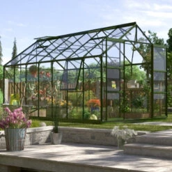 Serre De Jardin Jupiter 11,5m² En Alu émeraude Et Verre De Sécurité 3mm - Vitavia -Jardin Serre Boutique serre de jardin jupiter 115m en alu emeraude et verre de securite 3mm vitavia 1