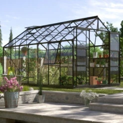 Serre De Jardin Jupiter 11,5m² En Alu Noir Et Verre De Sécurité 3mm - Vitavia -Jardin Serre Boutique serre de jardin jupiter 115m en alu noir et verre de securite 3mm vitavia 1
