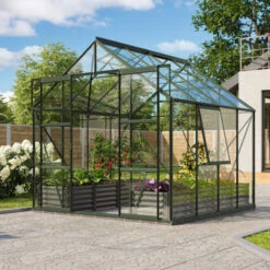 Serre De Jardin Jupiter 6,7m² En Alu émeraude Et Verre De Sécurité 3mm - Vitavia -Jardin Serre Boutique serre de jardin jupiter 67m en alu emeraude et verre de securite 3mm vitavia 1