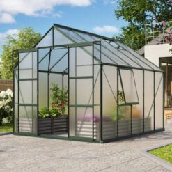 Serre De Jardin Jupiter 8,3m² En Alu émeraude Et Polycarbonate 6mm - Vitavia