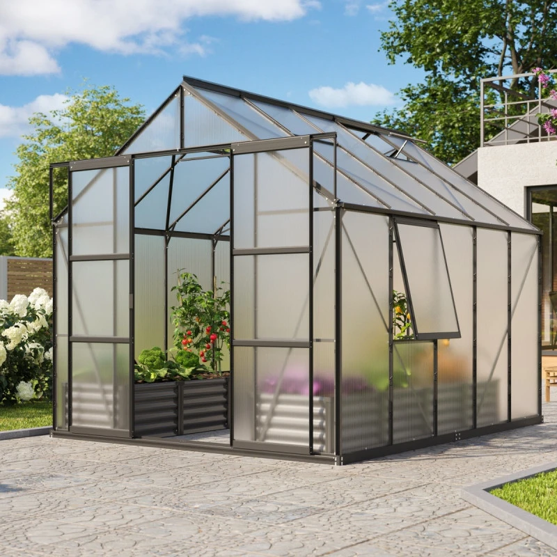 Serre De Jardin Jupiter 8,3m² En Alu Noir Et Polycarbonate 4mm - Vitavia 3 Serre De Jardin Jupiter 8,3m² En Alu Noir Et Polycarbonate 4mm - Vitavia