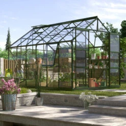 Serre De Jardin Jupiter 9,9m² En Alu émeraude Et Verre De Sécurité 3mm - Vitavia -Jardin Serre Boutique serre de jardin jupiter 99m en alu emeraude et verre de securite 3mm vitavia 1