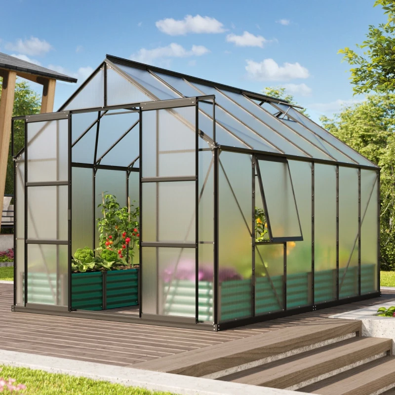 Serre De Jardin Jupiter 9,9m² En Alu Noir Et Polycarbonate 4mm - Vitavia 3 Serre De Jardin Jupiter 9,9m² En Alu Noir Et Polycarbonate 4mm - Vitavia