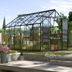 Serre De Jardin Jupiter 9,9m² En Alu Noir Et Verre De Sécurité 3mm - Vitavia -Jardin Serre Boutique serre de jardin jupiter 99m en alu noir et verre de securite 3mm vitavia 1