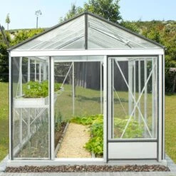 Serre De Jardin LUXIA 10,80m² En Aluminium Naturel Et Verre Trempé 4mm + Embase Incluse - Lams