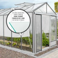 Serre De Jardin LUXIA 12,50m² En Aluminium Naturel Et Verre Trempé 4mm + Embase Incluse - Lams -Jardin Serre Boutique serre de jardin luxia 1250m en aluminium naturel et verre trempe 4mm embase incluse lams 1