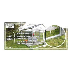 Serre De Jardin LUXIA 16,40m² En Aluminium Naturel Et Verre Trempé 4mm + Embase Incluse - Lams -Jardin Serre Boutique serre de jardin luxia 1640m en aluminium naturel et verre trempe 4mm embase incluse lams 13