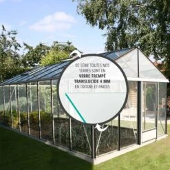 Serre De Jardin LUXIA 18,70m² En Aluminium Naturel Et Verre Trempé 4mm + Embase Incluse - Lams -Jardin Serre Boutique serre de jardin luxia 1870m en aluminium naturel et verre trempe 4mm embase incluse lams 1