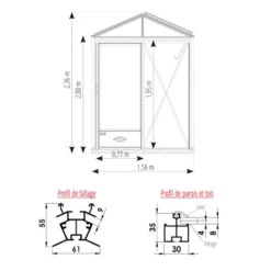 Serre De Jardin LUXIA 2,6m² En Aluminium Naturel Et Verre Trempé 4mm + Embase Incluse - Lams
