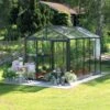 Serre De Jardin LUXIA 5,60m² En Aluminium Laqué Et Verre Trempé 4mm + Embase Incluse - Lams -Jardin Serre Boutique serre de jardin luxia 560m en aluminium laque et verre trempe 4mm embase incluse lams
