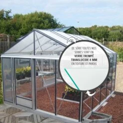Serre De Jardin LUXIA 9,60m² En Aluminium Naturel Et Verre Trempé 4mm + Embase Incluse - Lams -Jardin Serre Boutique serre de jardin luxia 960m en aluminium naturel et verre trempe 4mm embase incluse lams 1