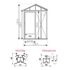 Serre De Jardin LUXIA Rétro 3,8m² En Aluminium Laqué Et Verre Trempé 4mm + Embase Incluse - Lams