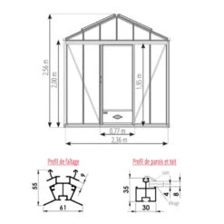 Serre De Jardin LUXIA Rétro 5,60m² En Aluminium Laqué Et Verre Trempé 4mm + Embase Incluse - Lams