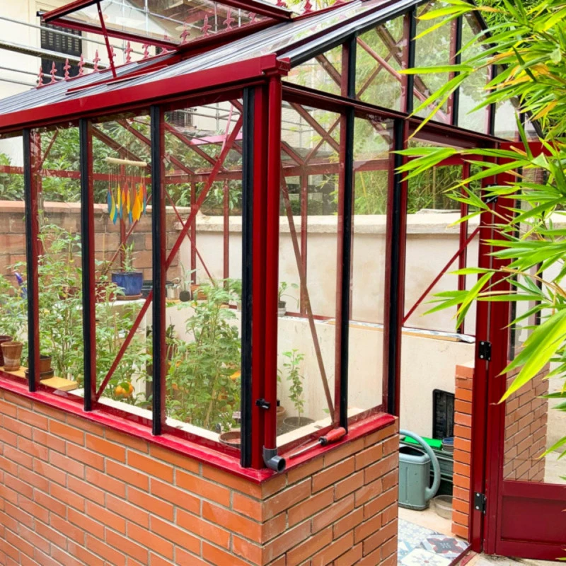 Serre De Jardin LUXIA Rétro Sur Muret 14,30m² En Aluminium Laqué Et Verre Trempé 4mm - Lams 3 Serre De Jardin LUXIA Rétro Sur Muret 14,30m² En Aluminium Laqué Et Verre Trempé 4mm - Lams