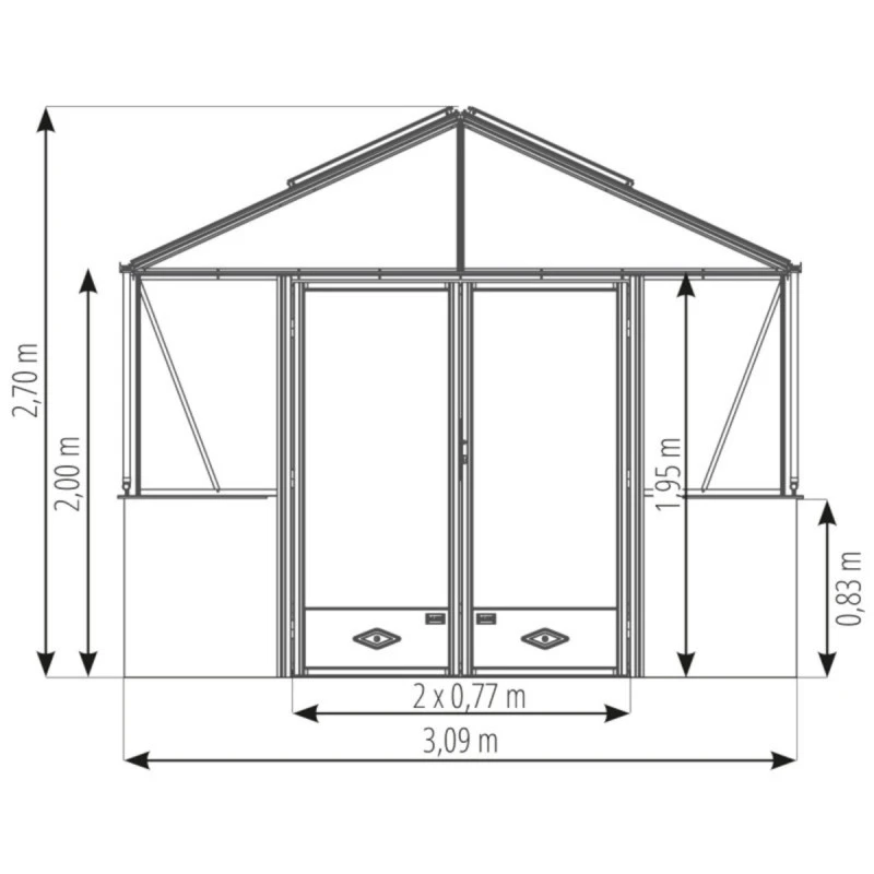 Serre De Jardin LUXIA Sur Muret 14,10m² En Aluminium Laqué Et Verre Trempé 4mm - Lams 3 Serre De Jardin LUXIA Sur Muret 14,10m² En Aluminium Laqué Et Verre Trempé 4mm - Lams
