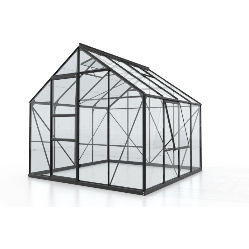 Serre De Jardin Meridian1 6,7m² En Aluminium Noir Et Verre De Sécurité 3mm – Vitavia 4 Serre De Jardin Meridian1 6,7m² En Aluminium Noir Et Verre De Sécurité 3mm – Vitavia – Image 2