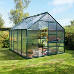 Serre De Jardin Meridian1 8,3m² En Aluminium émeraude Et Polycarbonate 4mm – Vitavia