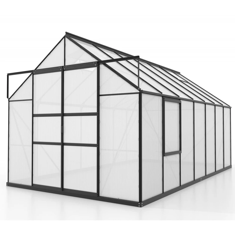 Serre De Jardin Meridian2 11,5m² En Aluminium Noir Et Polycarbonate 6mm – Vitavia 4 Serre De Jardin Meridian2 11,5m² En Aluminium Noir Et Polycarbonate 6mm – Vitavia – Image 2