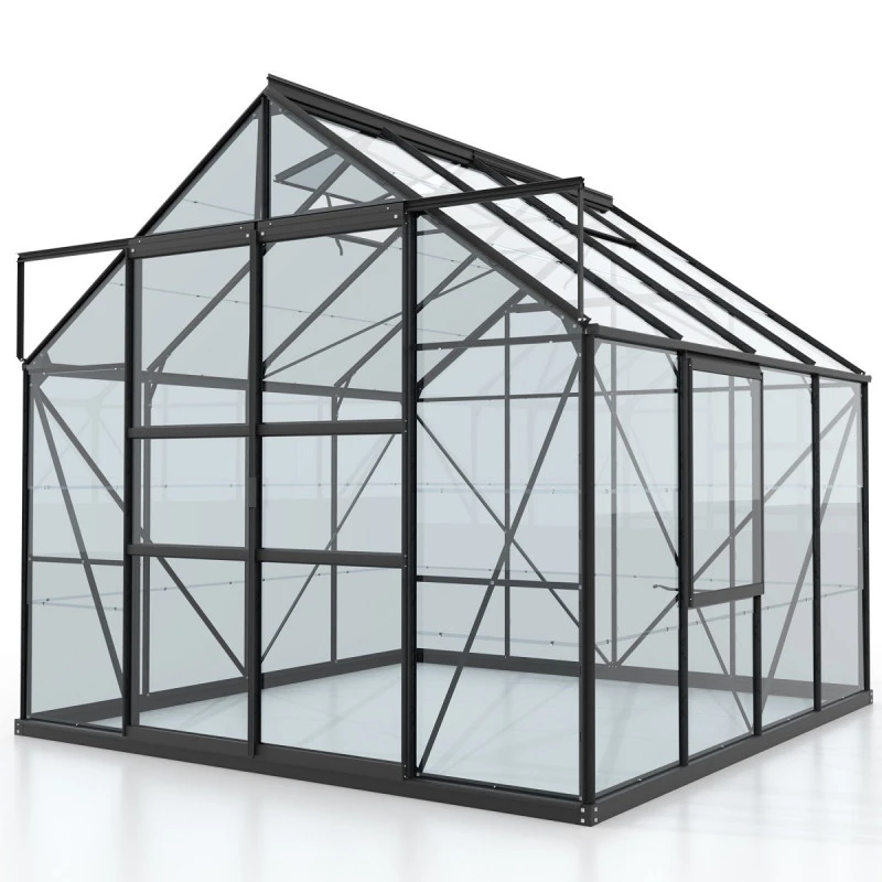 Serre De Jardin Meridian2 6,7m² En Aluminium Noir Et Panneaux De Verre De Sécurité De 3mm – Vitavia 4 Serre De Jardin Meridian2 6,7m² En Aluminium Noir Et Panneaux De Verre De Sécurité De 3mm – Vitavia – Image 2