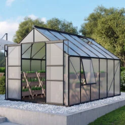 Serre De Jardin Meridian2 9,9m² En Aluminium Noir Et Polycarbonate 4mm – Vitavia