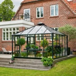 Serre De Jardin Oase 13,54m² Anthracite En Verre Trempé 3mm - Juliana -Jardin Serre Boutique serre de jardin oase 1354m anthracite en verre trempe 3mm juliana 1