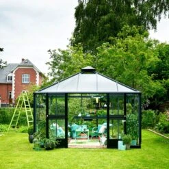 Serre De Jardin Oase 13,54m² Anthracite En Verre Trempé 3mm - Juliana -Jardin Serre Boutique serre de jardin oase 1354m anthracite en verre trempe 3mm juliana 17