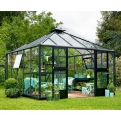 Serre De Jardin Oase 13,54m² Anthracite En Verre Trempé 3mm - Juliana -Jardin Serre Boutique serre de jardin oase 1354m anthracite en verre trempe 3mm juliana 18