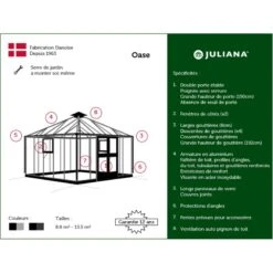 Serre De Jardin Oase 13,54m² Anthracite En Verre Trempé 3mm - Juliana -Jardin Serre Boutique serre de jardin oase 1354m anthracite en verre trempe 3mm juliana 19