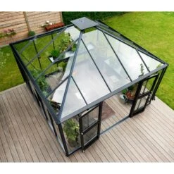 Serre De Jardin Oase 13,54m² Anthracite En Verre Trempé 3mm - Juliana -Jardin Serre Boutique serre de jardin oase 1354m anthracite en verre trempe 3mm juliana 2