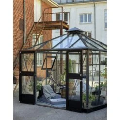 Serre De Jardin Oase 8,8m² Anthracite En Verre Trempé 3mm - Juliana -Jardin Serre Boutique serre de jardin oase 88m anthracite en verre trempe 3mm juliana 1