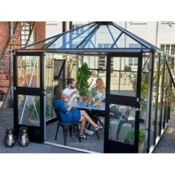 Serre De Jardin Oase 8,8m² Anthracite En Verre Trempé 3mm - Juliana -Jardin Serre Boutique serre de jardin oase 88m anthracite en verre trempe 3mm juliana 4